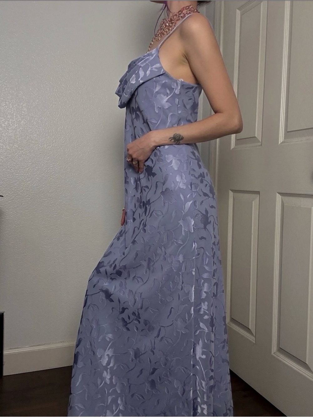 Lilac Floral Jacquard Maxi Dress - Women